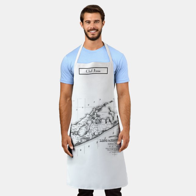 Tablier Long Island The Hamptons Map Black (Porté)
