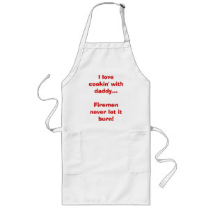 Tablier Long J'aime le cookin avec des pompiers de papa… ne