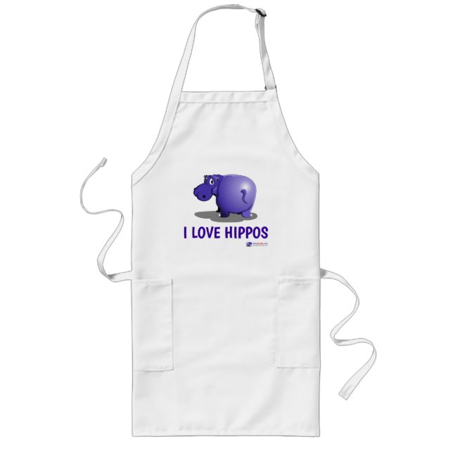 Tablier Long J'Aime Les Hippopotames (Devant)