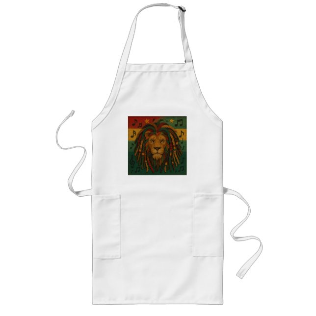 Tablier Long Jamaïque moderne Rasta Lion (Devant)