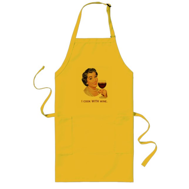 Tablier Long Je cuisine AVEC du vin. (Devant)