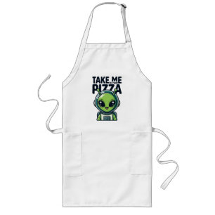 Tablier Long Joli Alien Emmène-Moi Vers Ta Pizza Astronaute