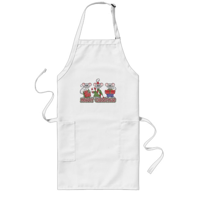 Tablier Long Joyeuse souris de Noël (Devant)