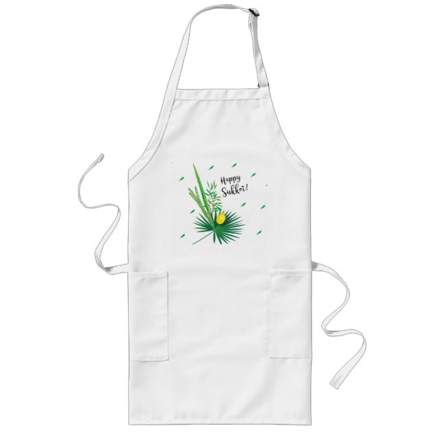 Tablier Long Joyeux Sukkot Lulav et Motif d'aquarelle Etrog (Devant)
