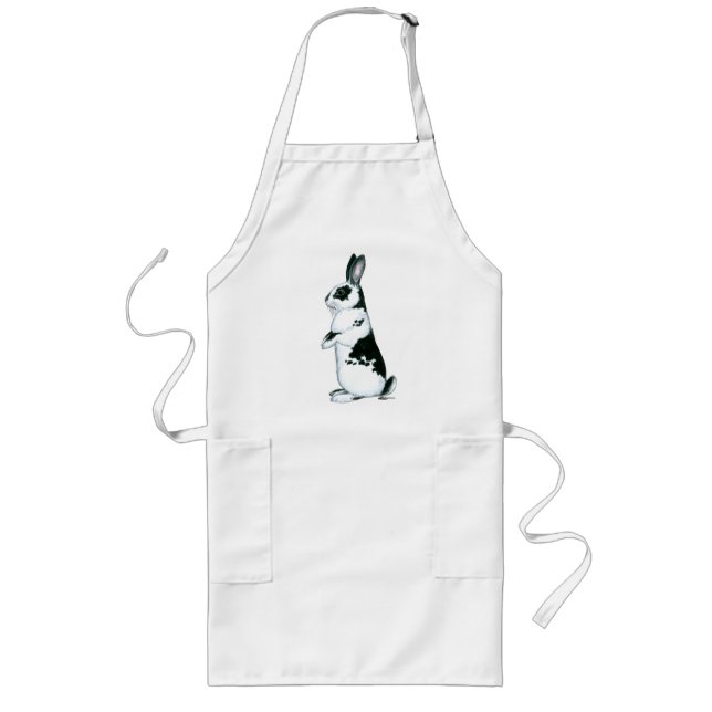 Tablier Long Lapin : Noir et Blanc (Devant)