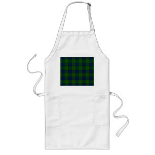 Tablier Long Lauder tartan bleu vert plaid