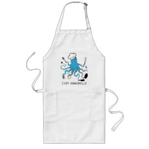 Tablier Long Le chef de poulpe bleu personnalise le long tablie
