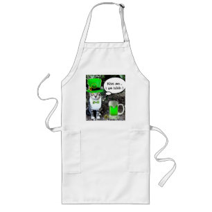 TABLIER LONG LE JOUR DE SAINT PATRICK CAT WITH GREEN IRISH