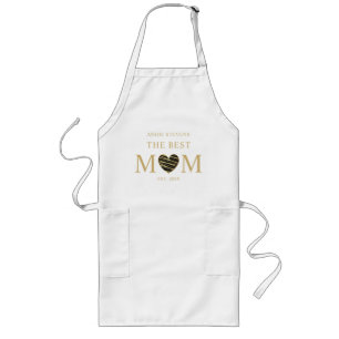 Tablier Long Le meilleur devis MOM avec effet Noir & Or Coeur