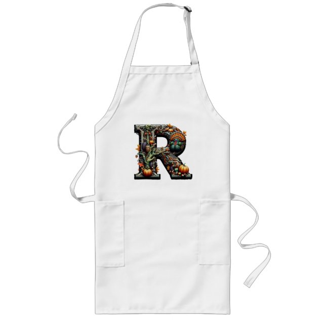 Tablier Long Letter R Thanksgiving style turkey  (Devant)
