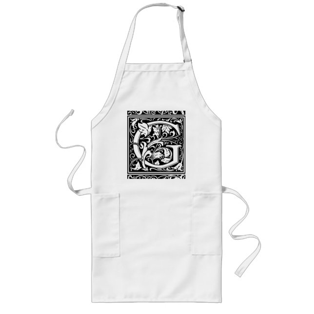 Tablier Long Lettre G Monogramme médiéval Art Nouveau (Devant)