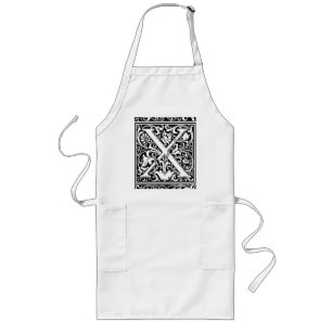 Tablier Long Lettre X Monogramme médiéval Art Nouveau