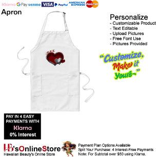 Tablier Long Magie de coeur blanc long tablier