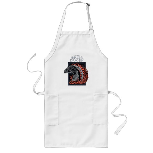 Tablier Long MAISON DU DRAGON | Profil de dragon en flammes (Devant)