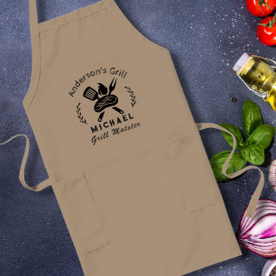 Tablier Long Maître Grill Chef avec Graphique d'Ustensiles Pers