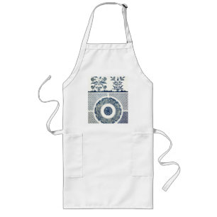 Tablier Long Médaillon Chinois : Chinoiserie Bleu Indigo