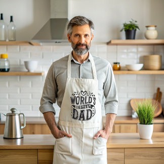 Tablier Long Meilleur Papa du Monde Typographie Chaleureuse