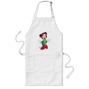 Tablier Long Mickey & Friends   Minnie habillée pour Noël