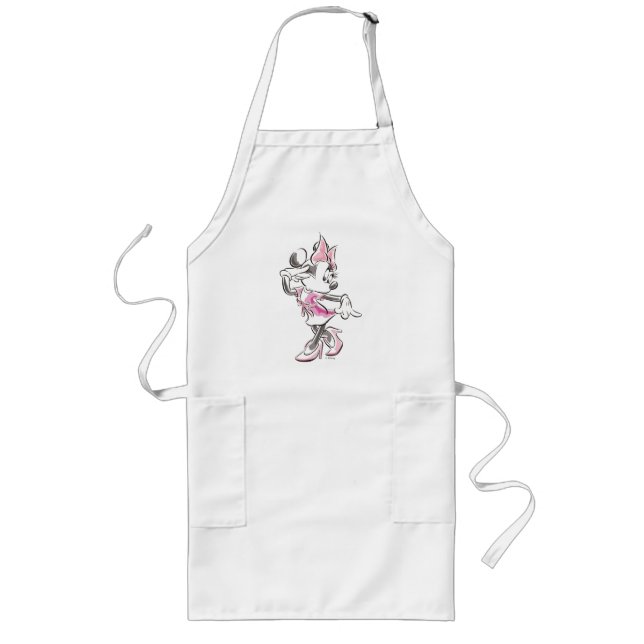 Tablier Long Minnie | Elégante aquarelle Pose (Devant)