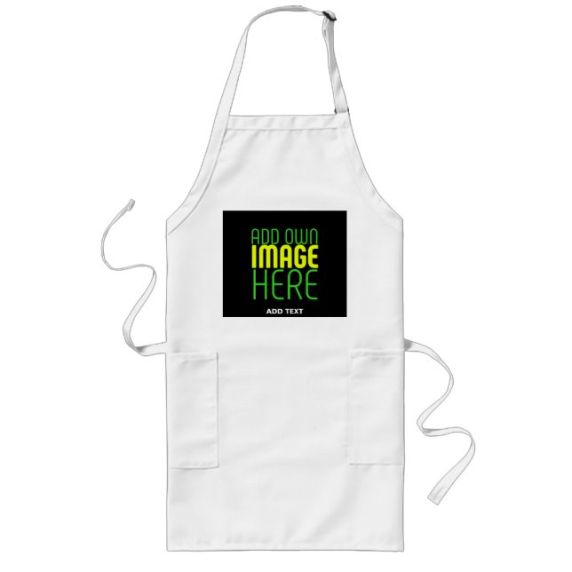 TABLIER LONG MODÈLE DE TEXTE D'IMAGE NOIRE ÉDITABLE BLANC MODER (Devant)