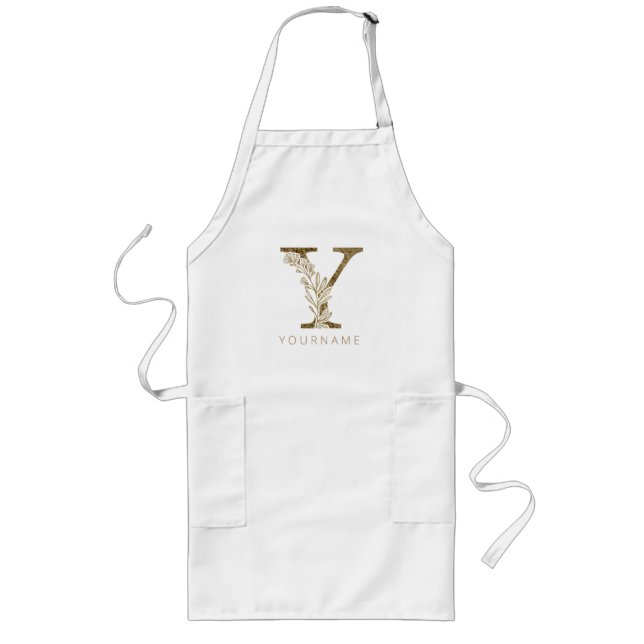 Tablier Long Monogramme floral Y Élégant alliage d'or (Devant)