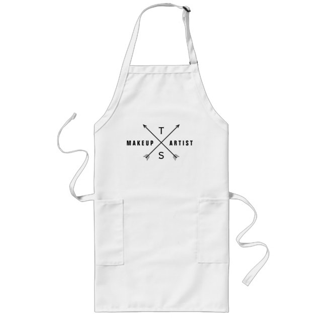 Tablier Long Monogramme simple et élégant Noir et Blanc (Devant)