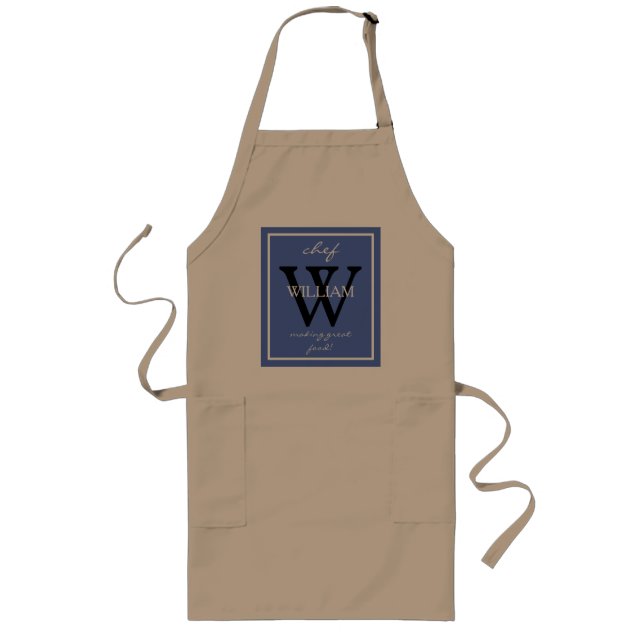 Tablier Long Monogramme tendance et le nom du chef qui fait une (Devant)