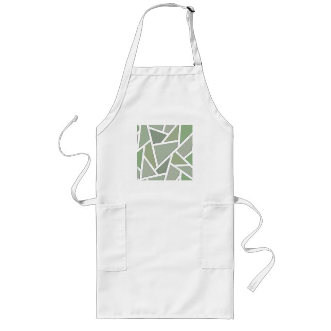 Tablier Long Motif de mosaïque vert olive (Devant)