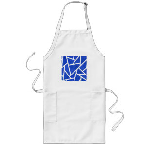 Tablier Long Motif en mosaïque bleue et blanche