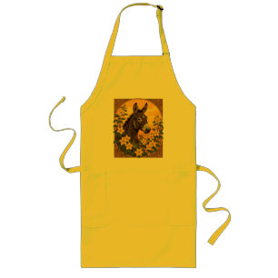 Tablier Long Mulet Animal De Bât Entouré De Fleurs De Jasmin Ja
