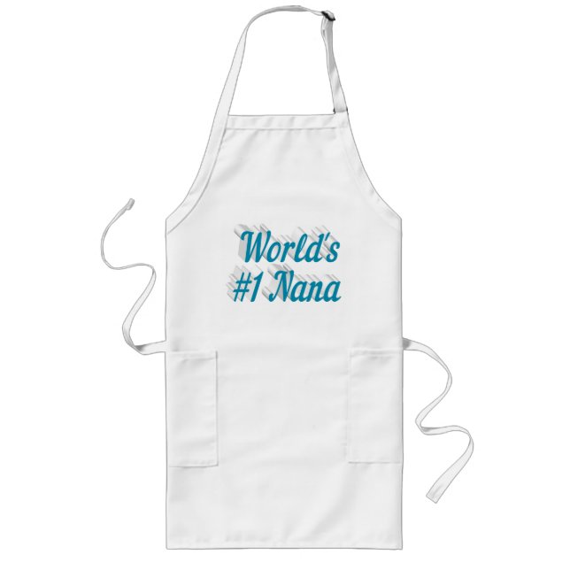 Tablier Long Nana bleu ciel texte long tablier (Devant)