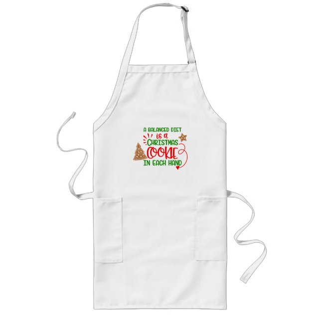 Tablier Long Noël drôle - Régime équilibré | Cookies (Devant)