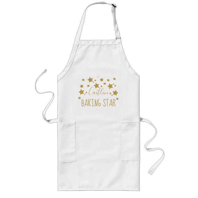 Tablier Long Nom personnalisé Gold Star Baker Apron (Devant)