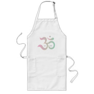 Tablier Long Om symbole Sanskrit zen rose pastel chef apron