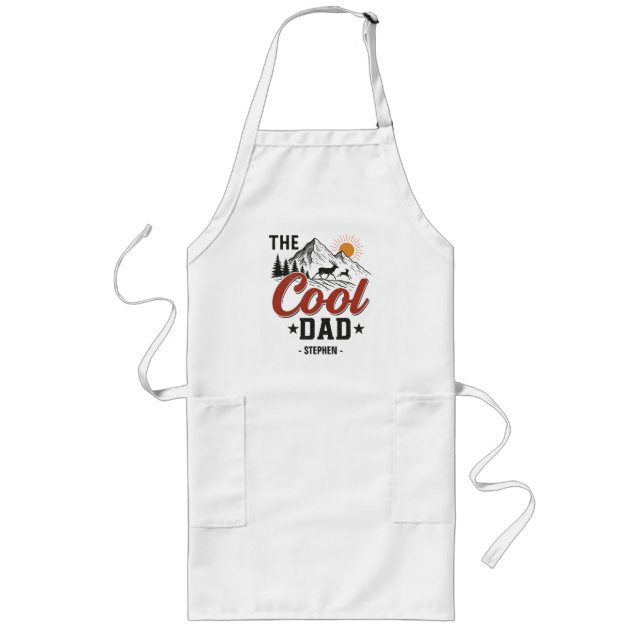 Tablier Long Papa Cool - Rustic Mountain et Deer Design (Devant)