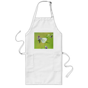 Tablier Long Papillon Blanc à Veines Vertes