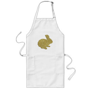 Tablier Long Parties scintillant d'or Silhouette Lapin de Pâque