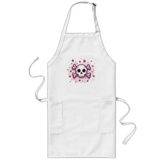 Tablier Long Pastel Pink Skull and Crossbones