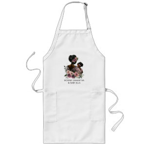Tablier Long Personnalisé Floral Maman et bébé