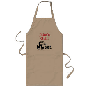 Tablier Long Personnalisé "Viande...Feu...Bien !" Espace grill