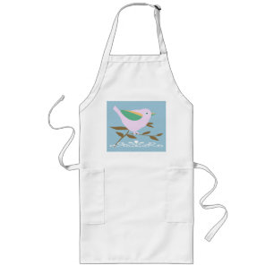 Tablier Long Petit oiseau rose