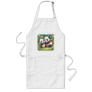 Tablier Long Petits pandas mignons et joueurs - Style Anime