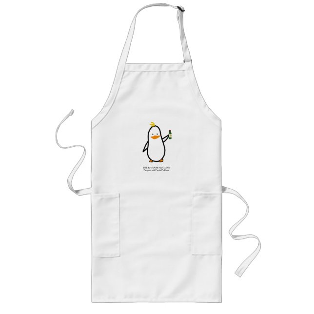 Tablier Long PINGOUIN AVEC DU VIN sur un tablier (Devant)