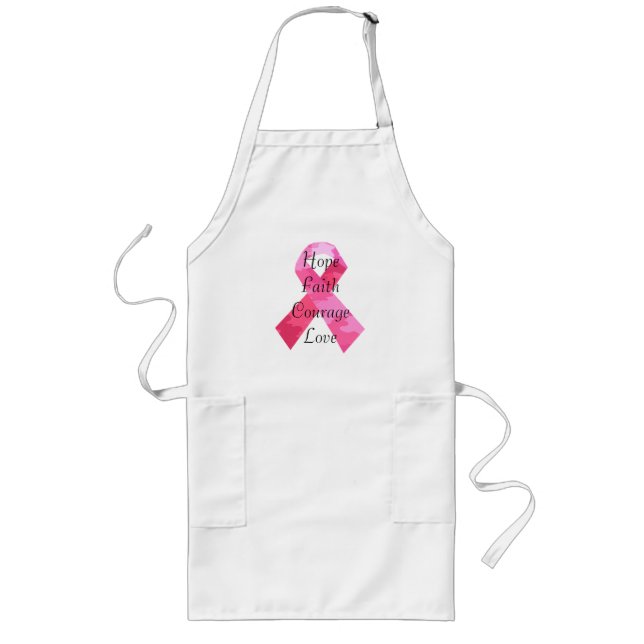 Tablier Long Pink Camouflage Ribbon Faith Apron (Devant)