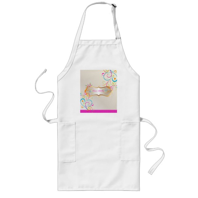 Tablier Long PixDezines Rainbow Swirls+Logo (Devant)