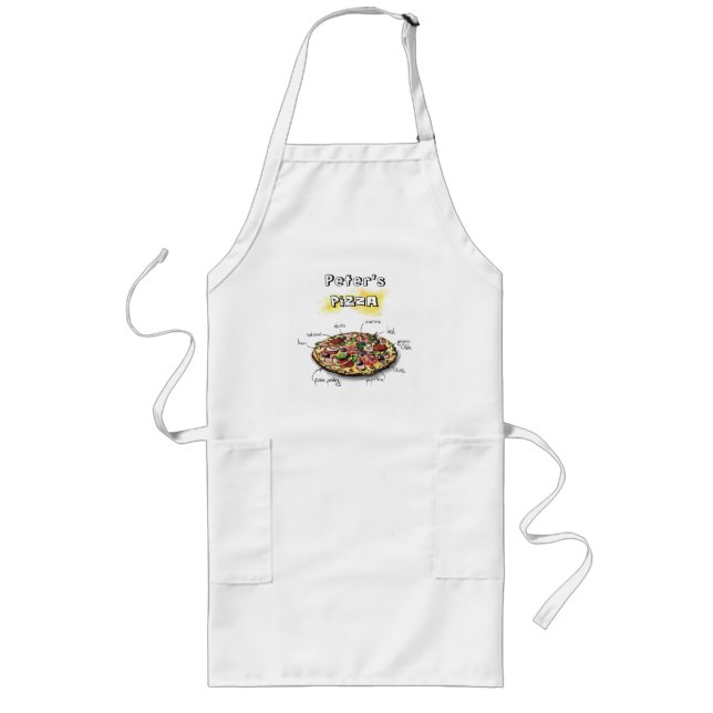 Tablier Long Pizza Art Espace Grillation Personnalisé (Devant)