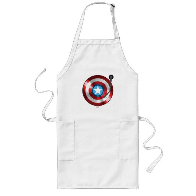 Tablier Long Platine Vinyle Captain America (Devant)
