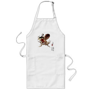 Tablier Long Plongeur d'abulone japonais et combat d'octopus