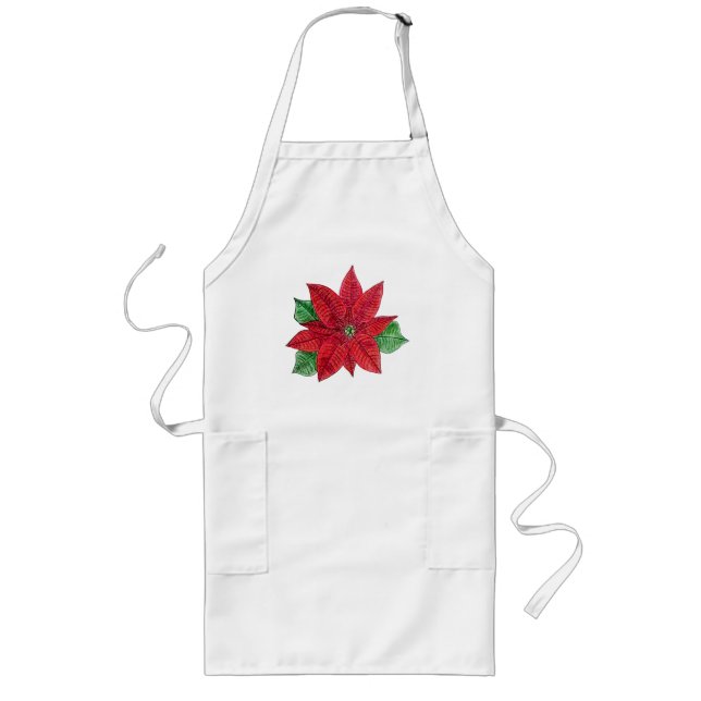 Tablier Long Poinsettia Apron - Blanc (Devant)