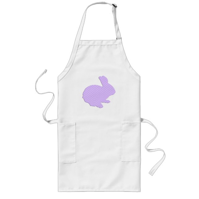 Tablier Long Polka violet point Silhouette Lapin de Pâques tabl (Devant)